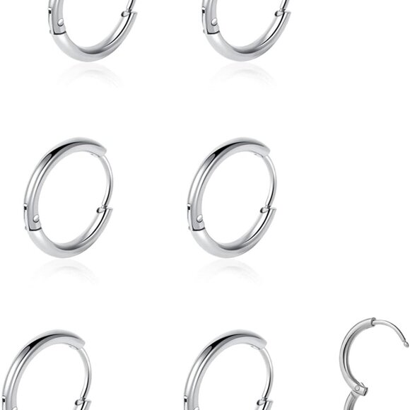 3 Pairs 6/8/10mm Gold Plated Surgical Steel Cartilage Hoop Earrings for Women Me - Picture 1 of 5